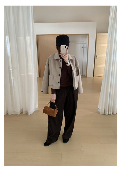 【H566】實拍秋冬高腰斜紋棉挺版西裝長褲（後鬆緊腰）251021