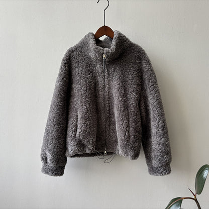 【YH8567】實拍冬天保暖厚款立领羊羔毛外套251113