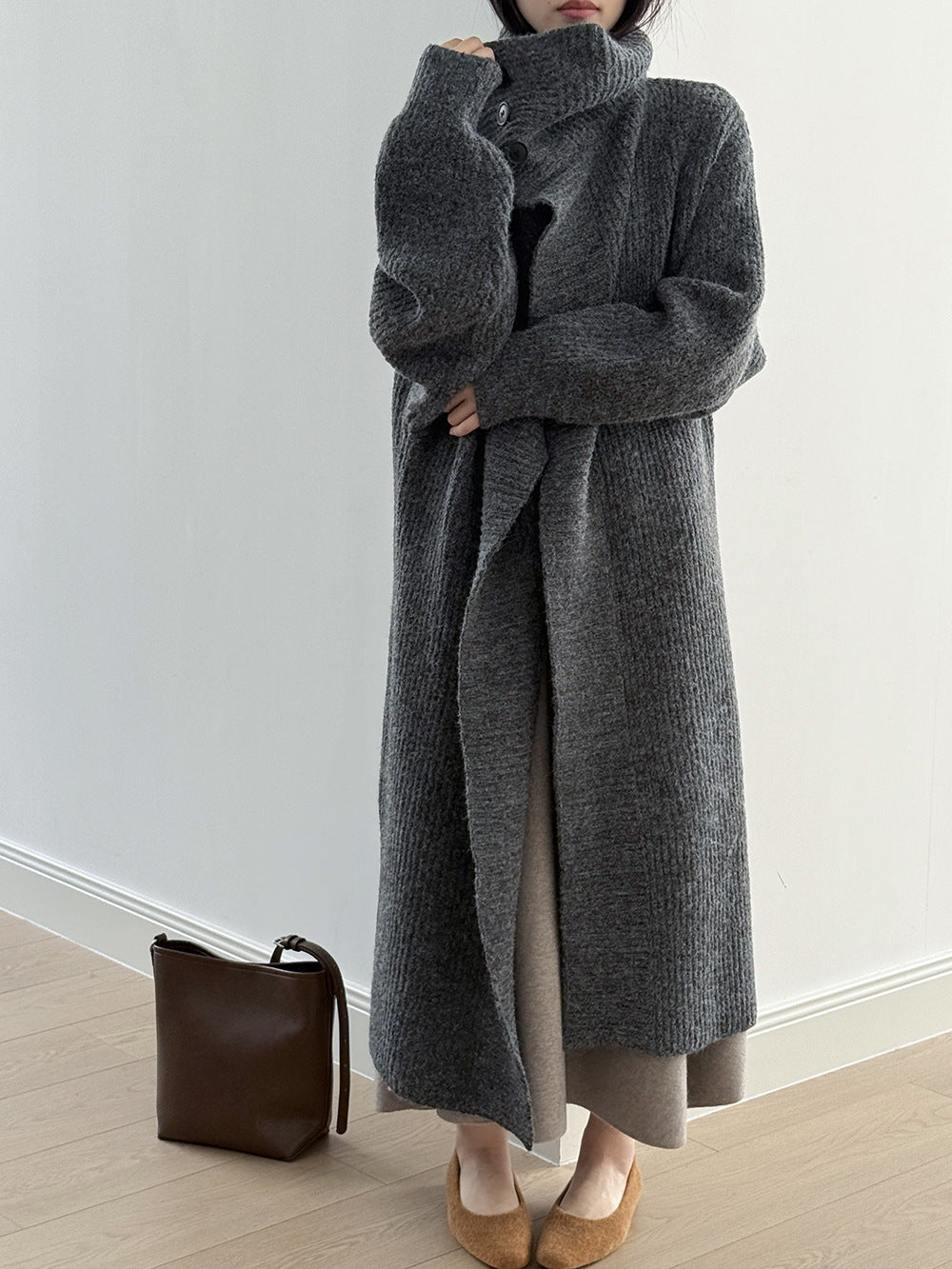 【Y913】實拍大翻領長針織大外套251106