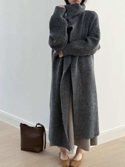 【Y913】實拍大翻領長針織大外套251106