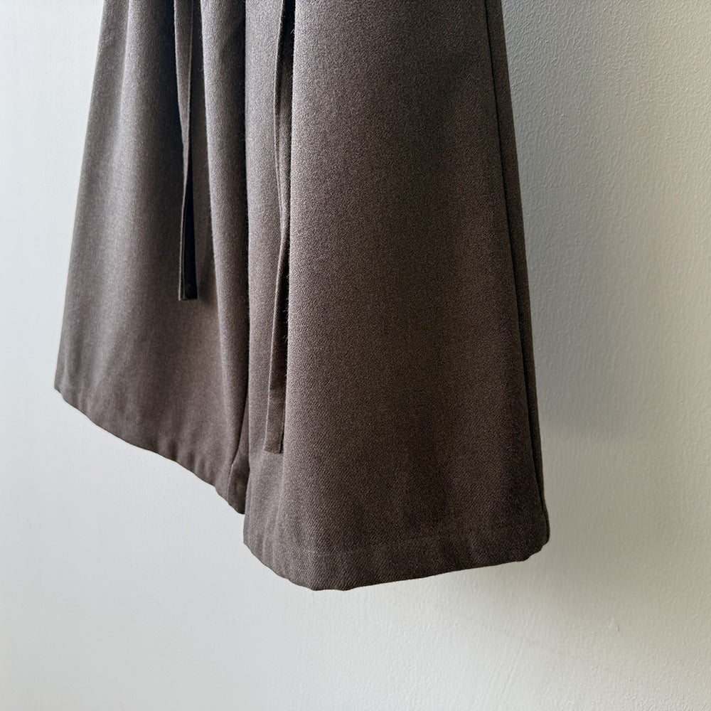 【Y82677】 實拍復古系帶加厚七分闊腿褲251023