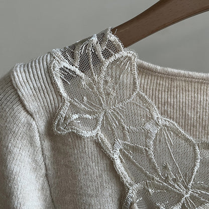 【YP573】溫柔蕾絲・刺繡鉤花修身針織毛衣261022