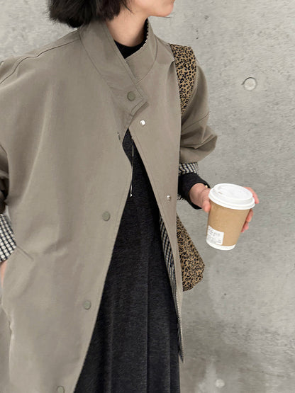 【cim1228】實拍韓國高級天絲棉雙面可穿黑白格風衣外套251030