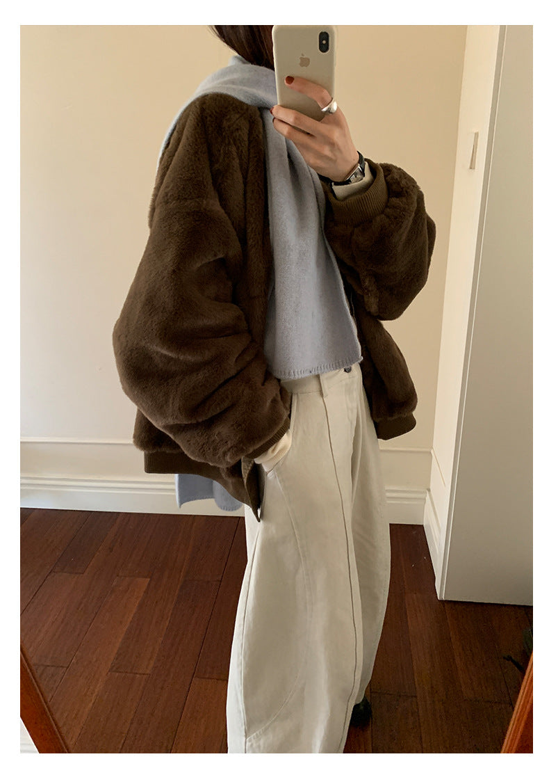 【H5526】實拍兩面穿|絨毛加厚棉服風衣外套251125