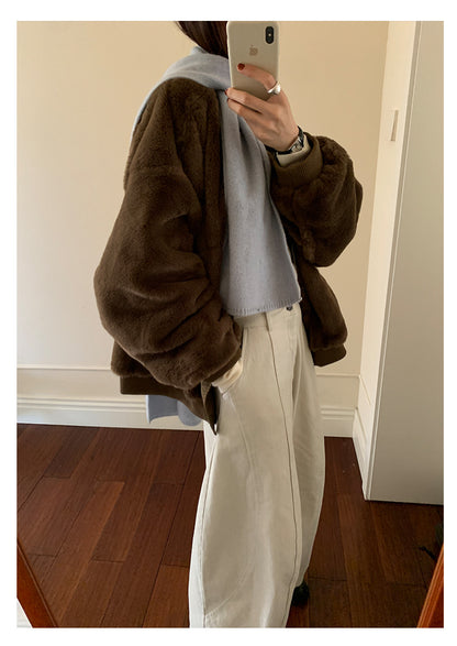 【H5526】實拍兩面穿|絨毛加厚棉服風衣外套251125