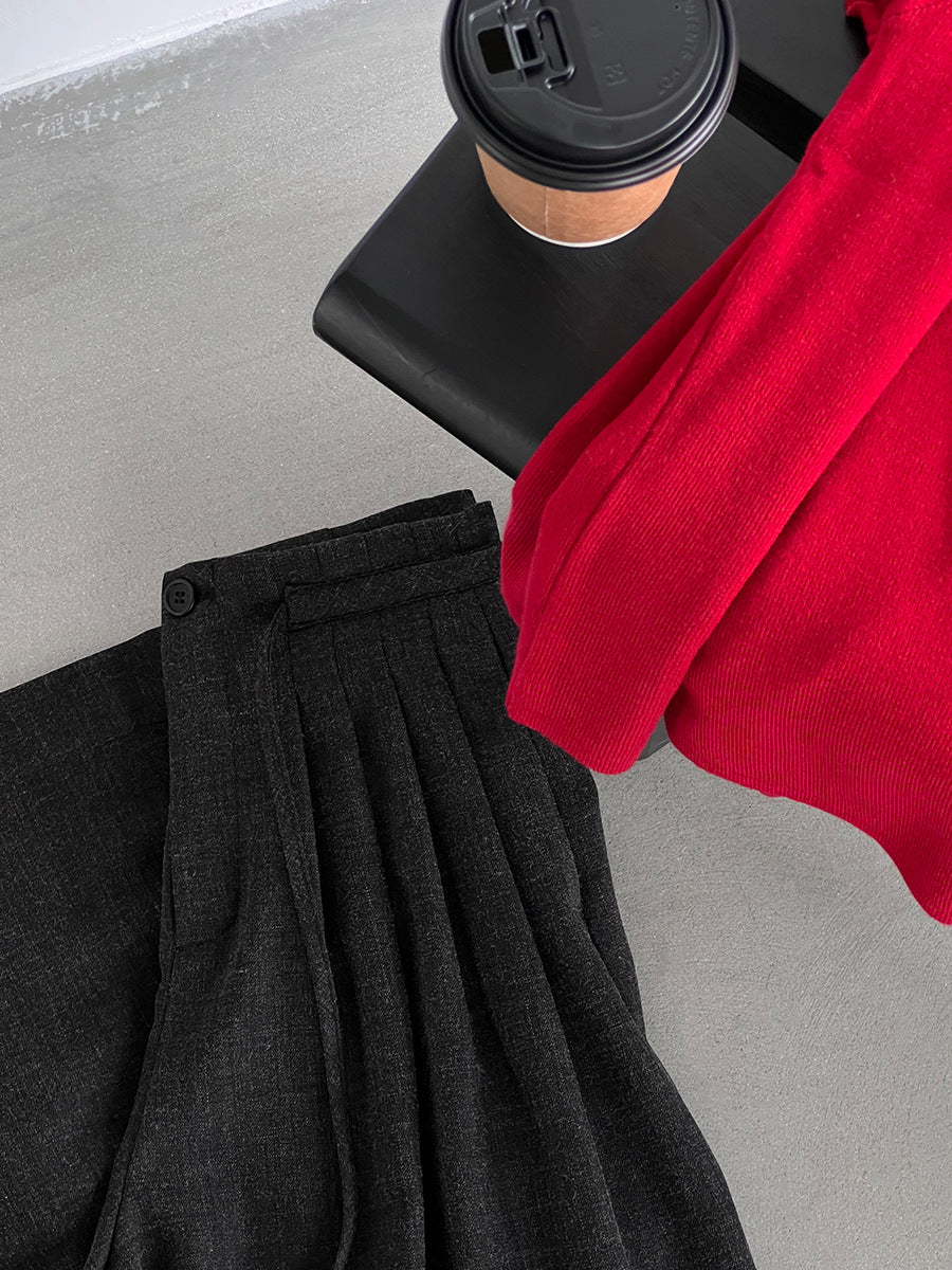 【cim1619】實拍韓系高級百搭壓褶垂感西裝褲251030