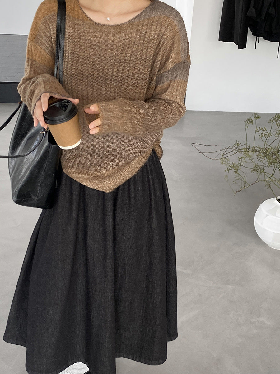 【cim0679】實拍韓國彩虹漸變長袖針織衫（羊毛11%)251114