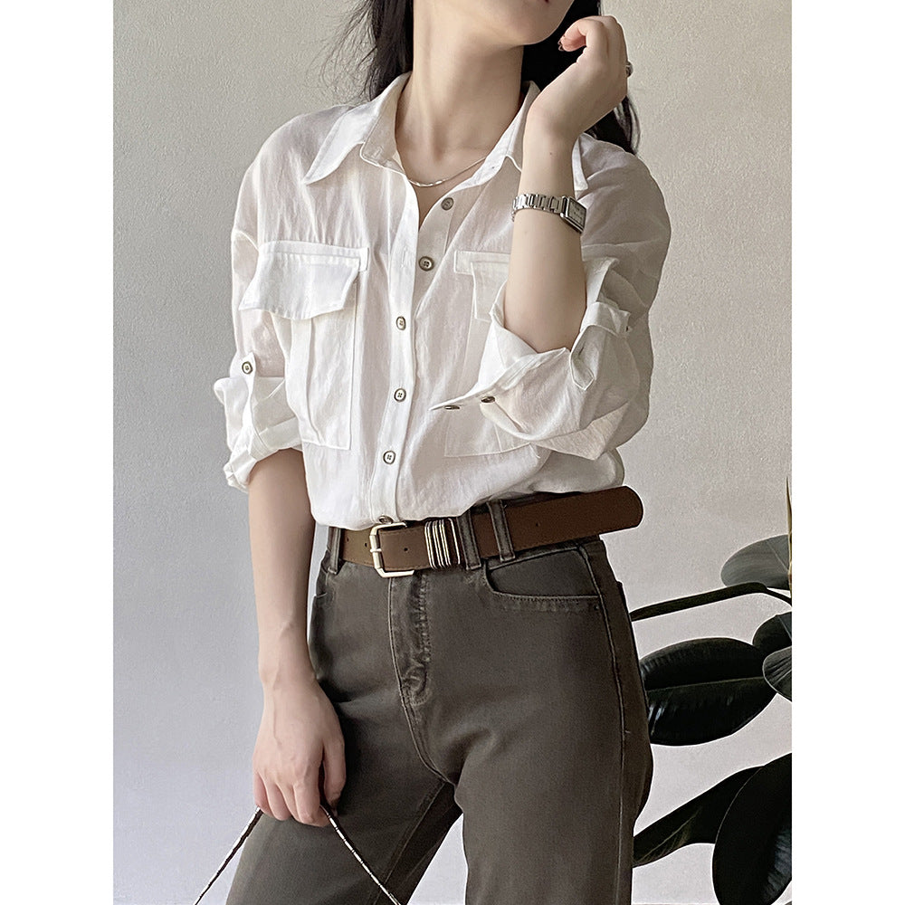 【Y98013】輕薄天絲苧麻襯衫｜悠然度假的翻領寬鬆版型260820