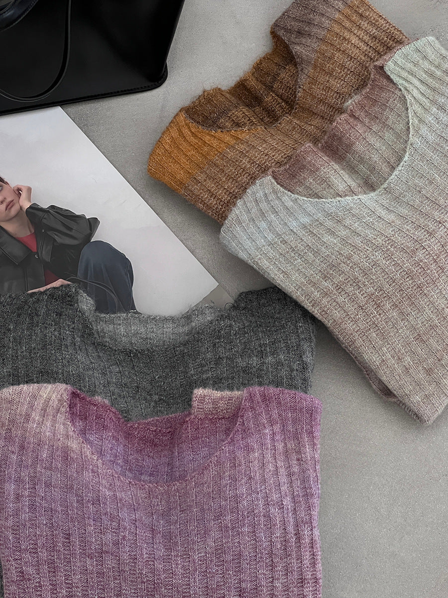 【cim0679】實拍韓國彩虹漸變長袖針織衫（羊毛11%)251114