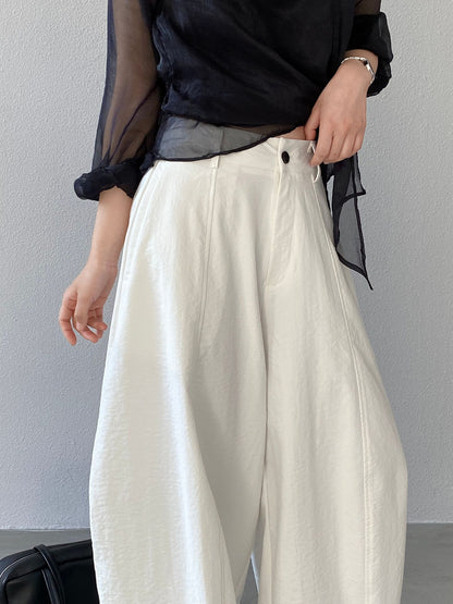 【cimz1778】實拍老錢風慵懶鬆弛高腰寬褲/彎刀褲260311