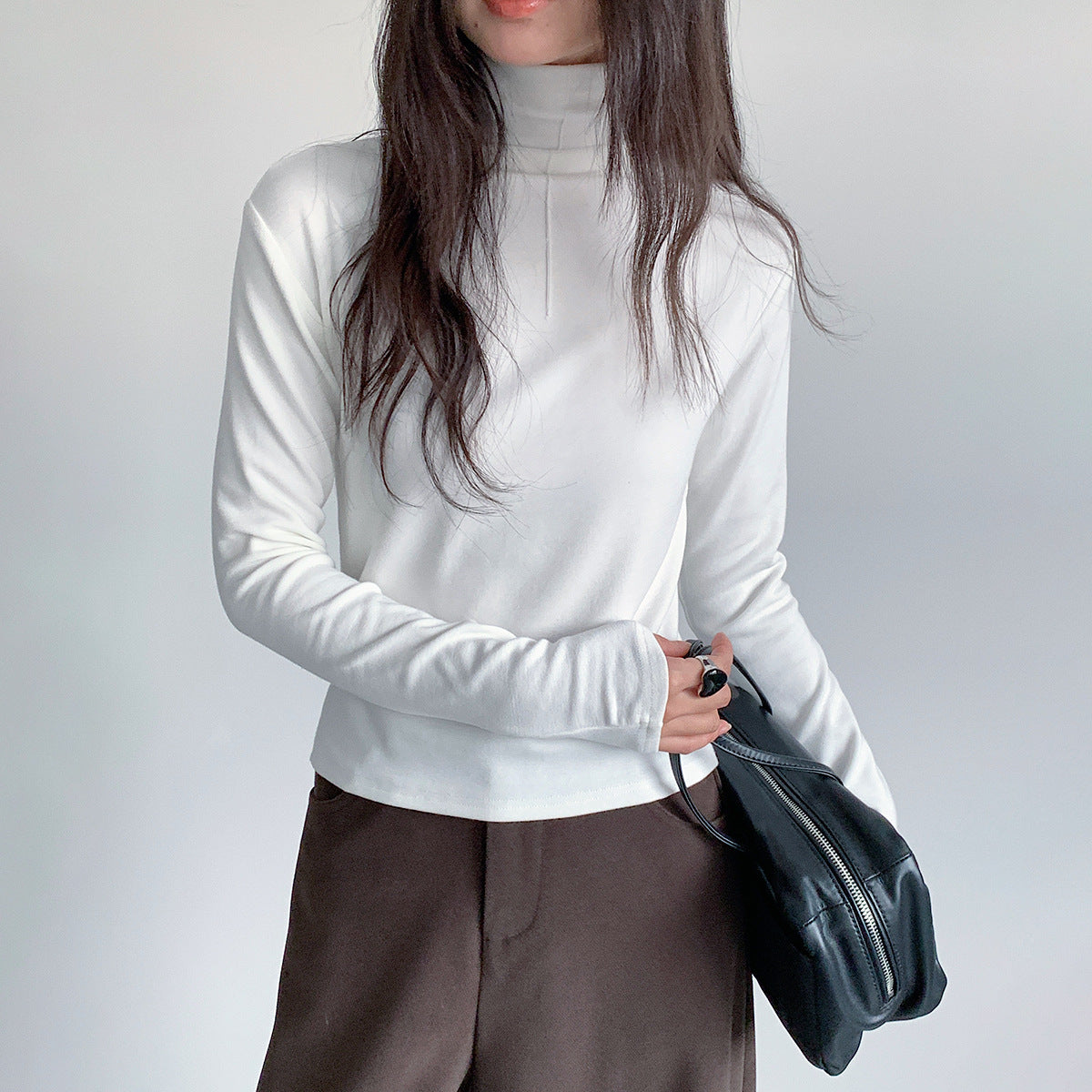 【LD11012】實拍加厚半高領6色打底長袖t恤251110