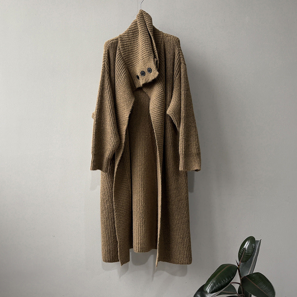 【Y913】實拍大翻領長針織大外套251106