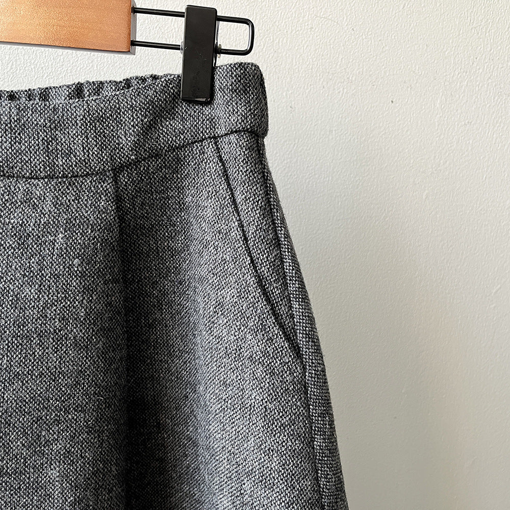 【Y8076】實拍氣質羊毛30%毛呢微花苞傘裙251201