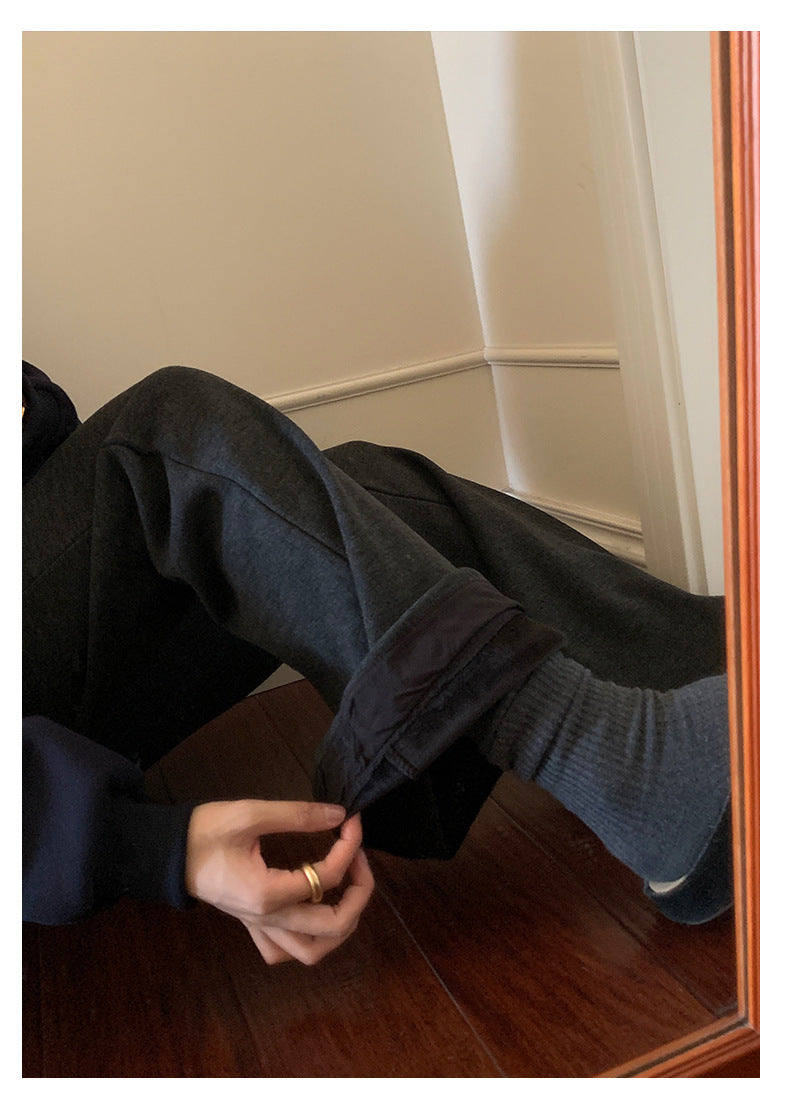 【H5517】實拍超級瘦高腰加絨厚款氣質喇叭褲251125