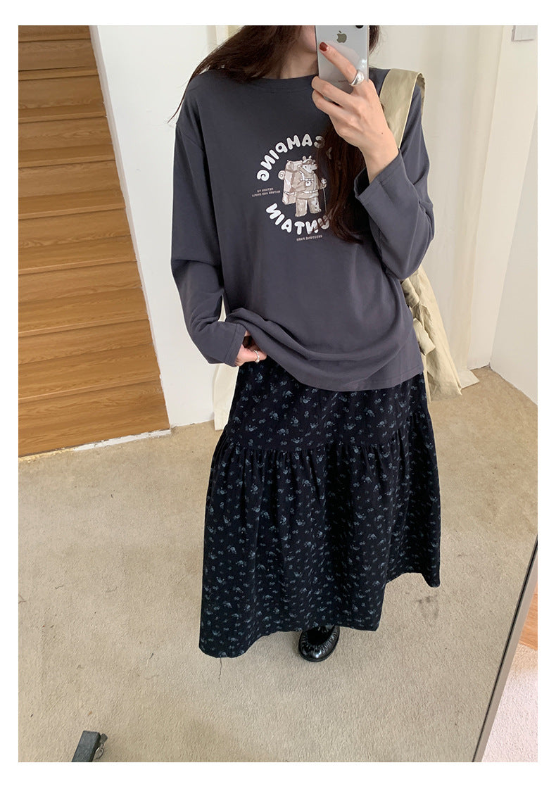 【H5486】實拍磨毛小熊印花長袖T恤251109