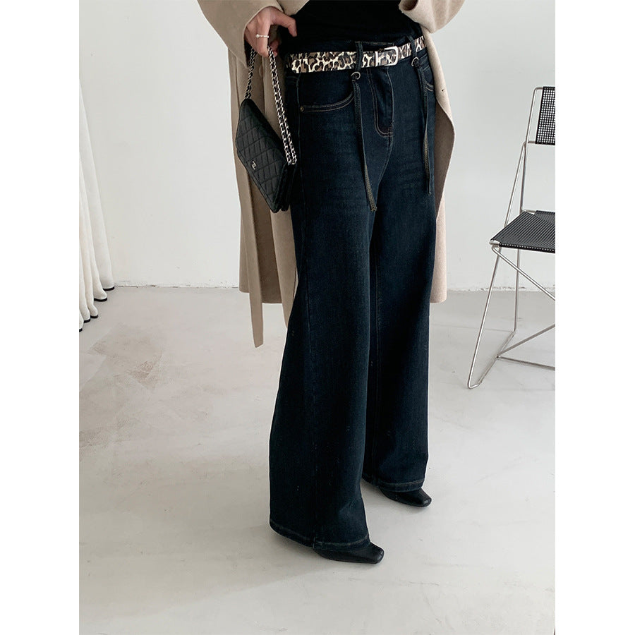 【H5477】實拍S~XL復古加厚高腰直筒牛仔褲251109