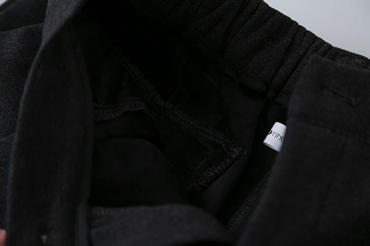 【LD11035】實拍S~L韓版寬鬆高腰毛呢加絨加厚九分褲251124