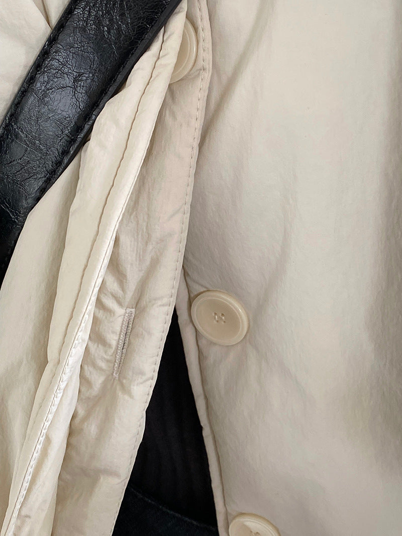【cimz1235】 雪山奶糖 Muji 風輕薄初冬簡約廓形寬鬆棉服外套260108