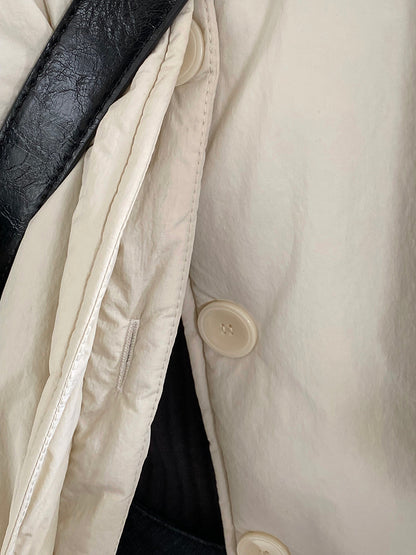 【cimz1235】 雪山奶糖 Muji 風輕薄初冬簡約廓形寬鬆棉服外套260108