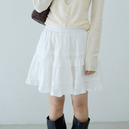 【LD9228】實拍夏日初戀純慾感🤍質感提花高腰顯瘦白色蛋糕短裙260317