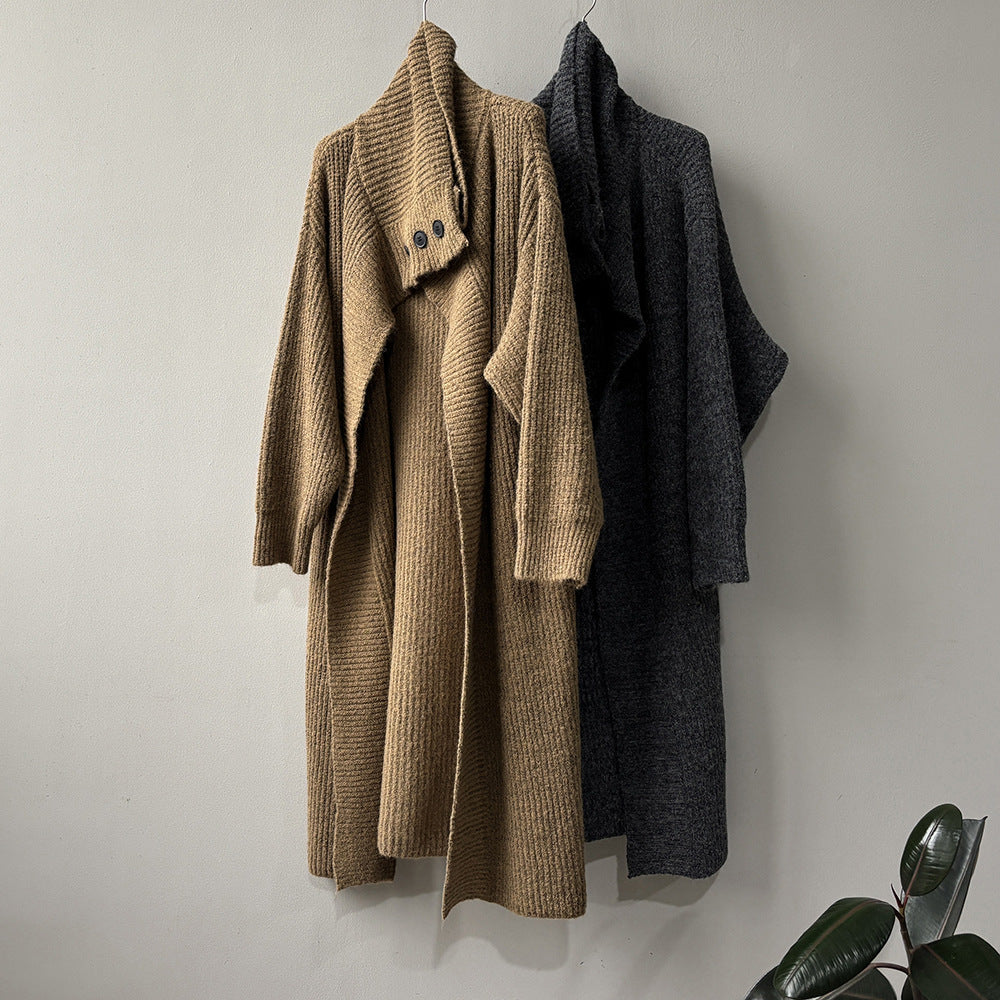 【Y913】實拍大翻領長針織大外套251106