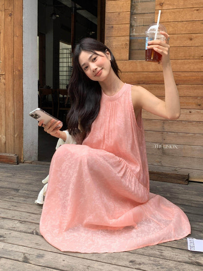 【L10672】夏日度假女神🌴氣質前後兩穿飄帶大裙襬中長版無袖洋裝260518