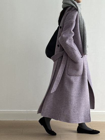 【Y25527】實拍高單質感雙面羊毛呢立領大衣（棉羊毛68%)251106