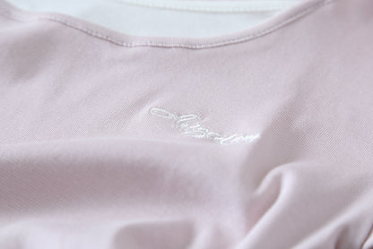 【LD11174】實拍設計感韓系絕美粉色帶披肩/綁帶假兩件短袖T恤260317