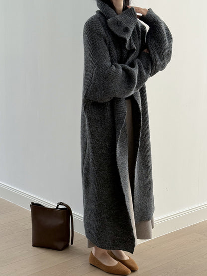 【Y913】實拍大翻領長針織大外套251106