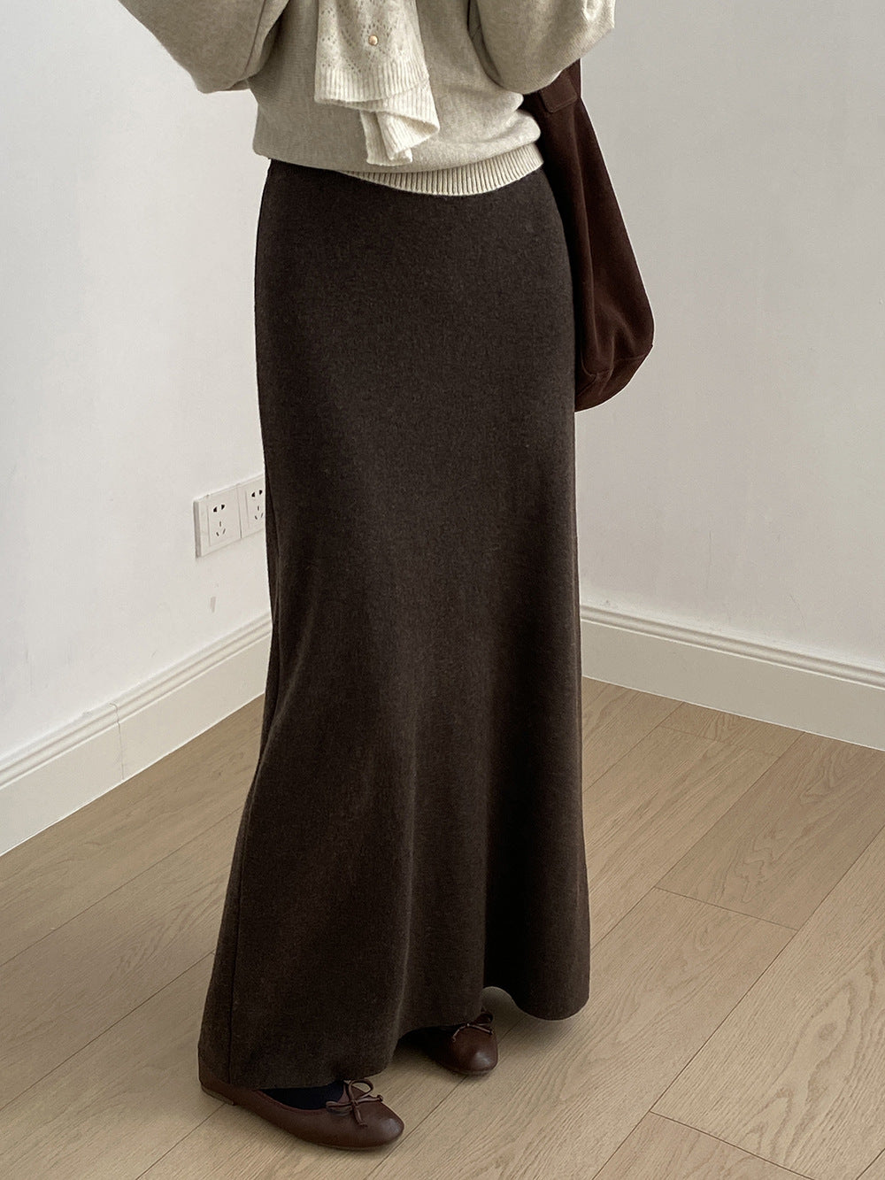 【YP682】 實拍高腰軟糯垂感針織長裙251023