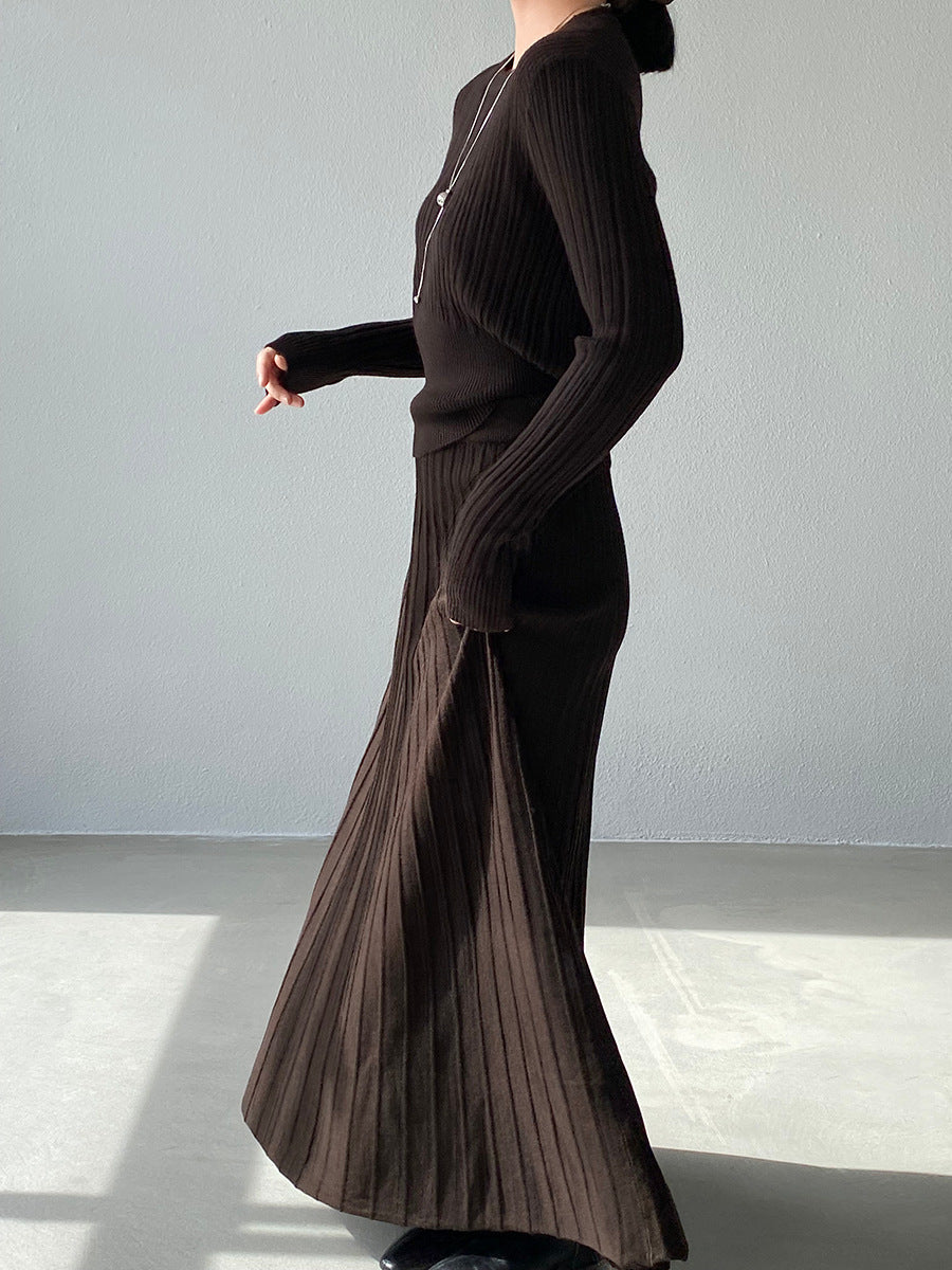 【cimz100789】實拍法式高級感收腰顯瘦針織衫＋針織長裙(分開下單）251120