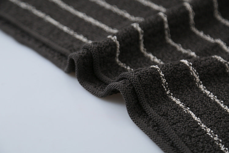 【LD11022】實拍肌理感寬鬆條紋針織衫251110