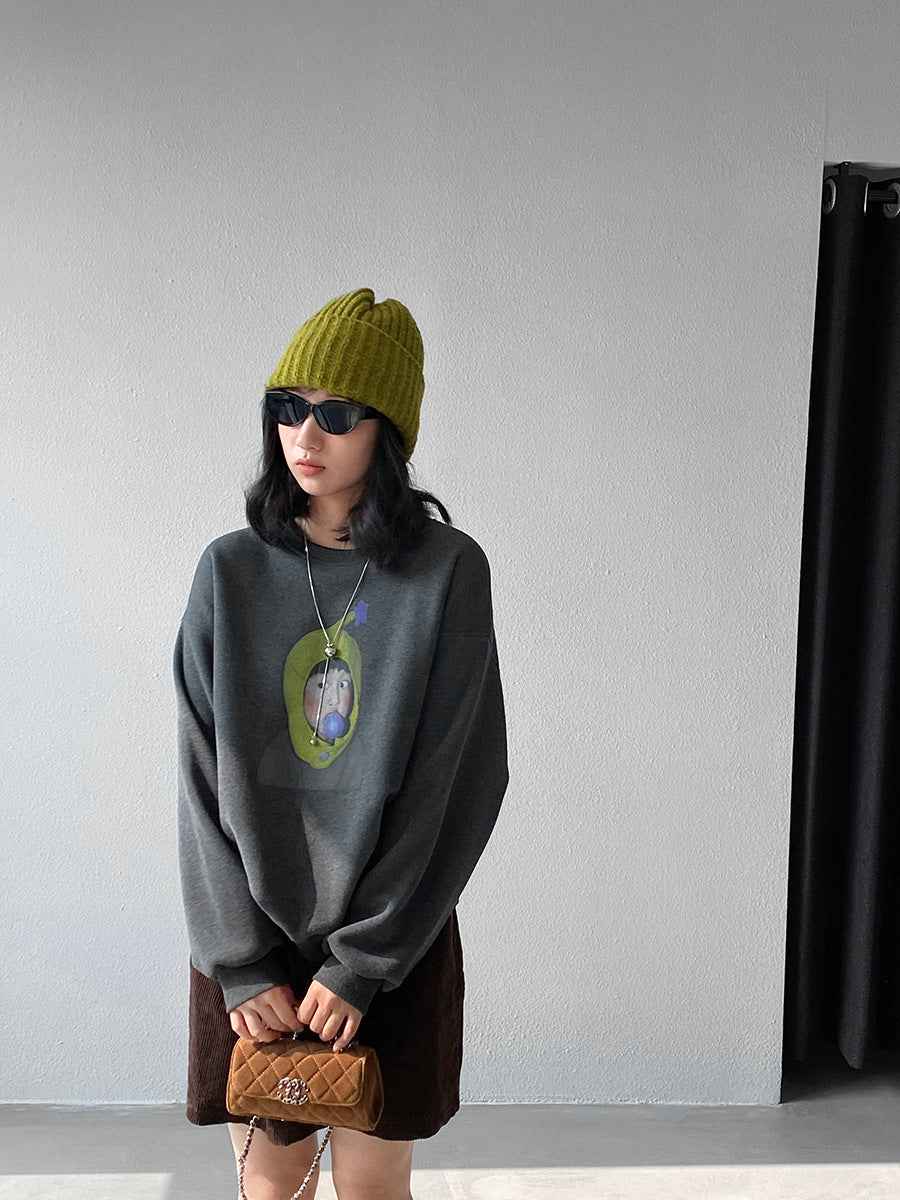 【cimz6389】實拍加絨加厚酪梨女孩長袖衞衣251120