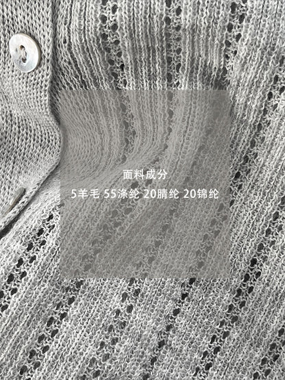 【cimzW6005】早春韓系溫柔☁️捲邊領鏤空薄款羊毛針織小外套/罩衫260319