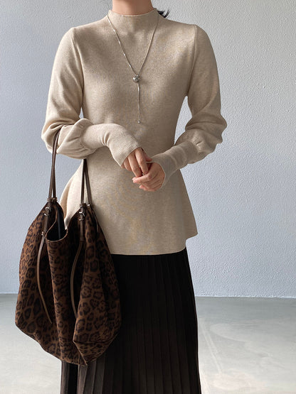 【cimz6652】實拍氣質半高領/V領燈籠袖極簡氣質針織衫251128