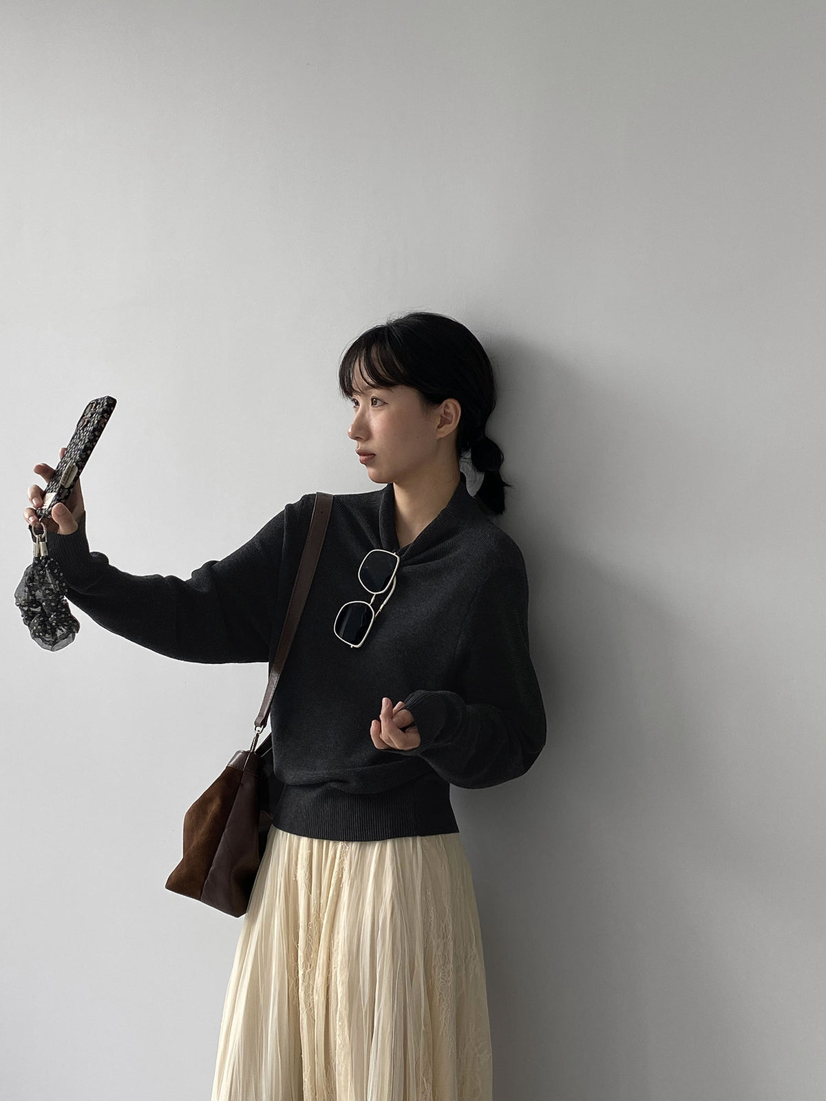 【cimz889】溫柔氣質垂墜高領鬆軟針織上衣261001