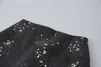 【LD11045】實拍S~XL法式重工時髦毛呢亮片短裙251202