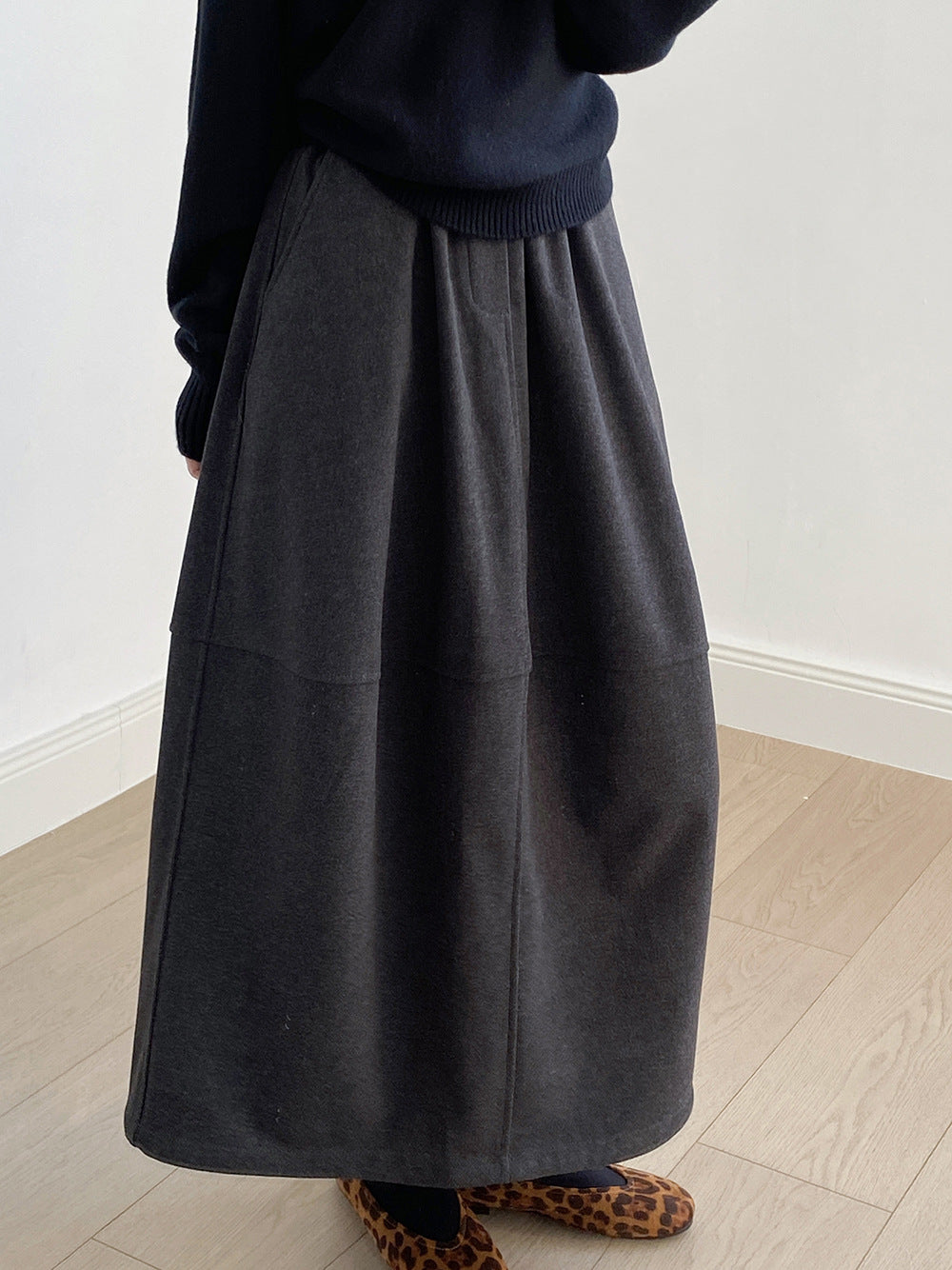 【Y82671】 實拍秋冬氣質花苞毛呢A字裙251023