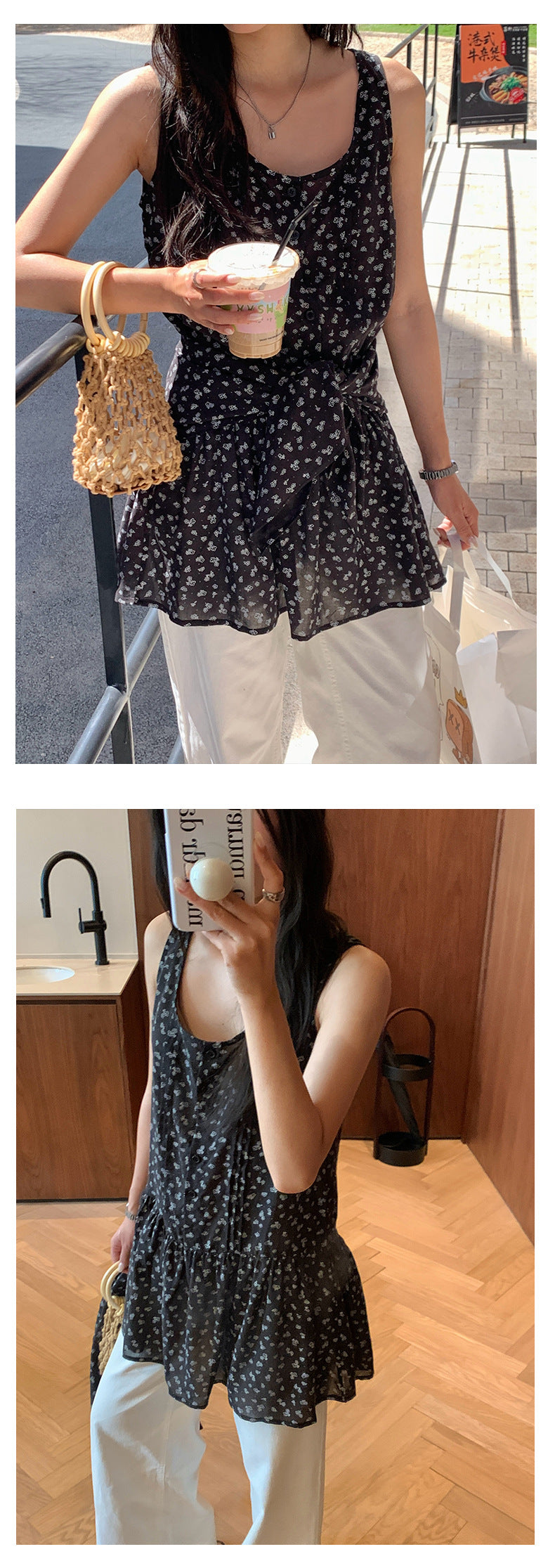【H5198】實拍夏季優雅碎花繫帶舒適洋裝250422