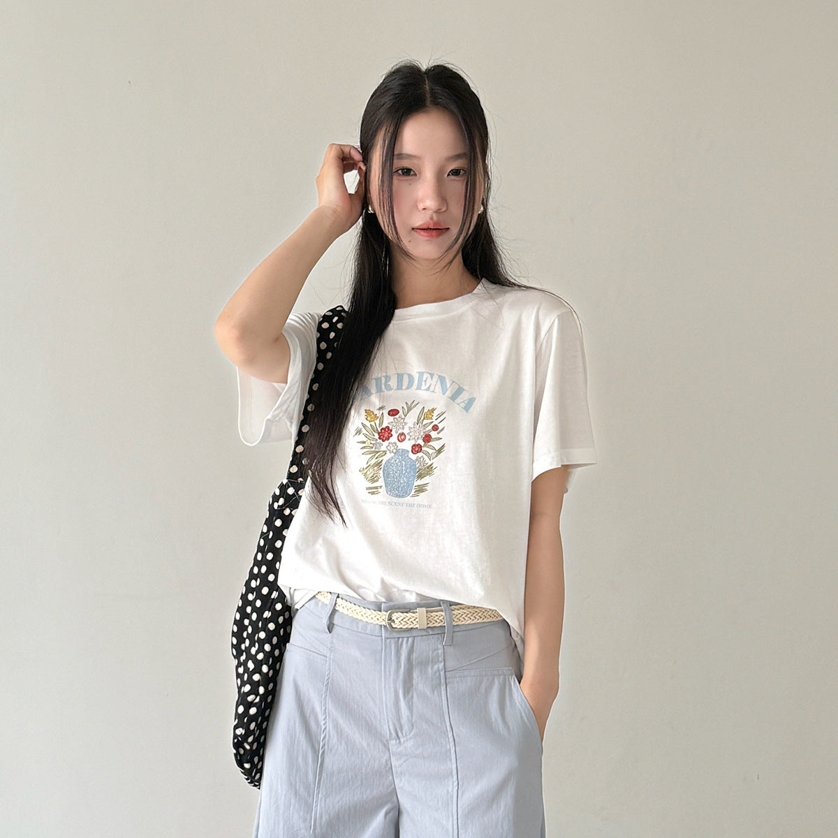 【LD11231】實拍韓系慵懶休閒日常☁️時髦字母印花寬鬆顯瘦短袖T恤260414