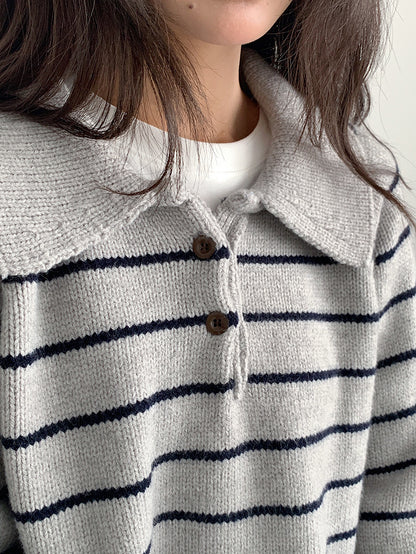【LD11063】實拍復古條紋加厚棉羊絨針織毛衣251209