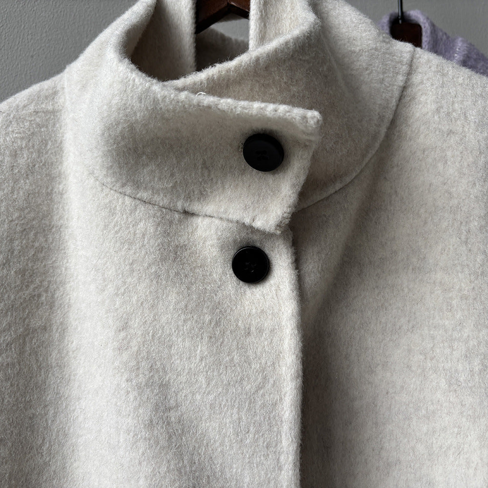 【Y25527】實拍高單質感雙面羊毛呢立領大衣（棉羊毛68%)251106