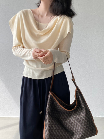 【cim396】實拍慵懶蕩領假2件披肩針織毛衣251030