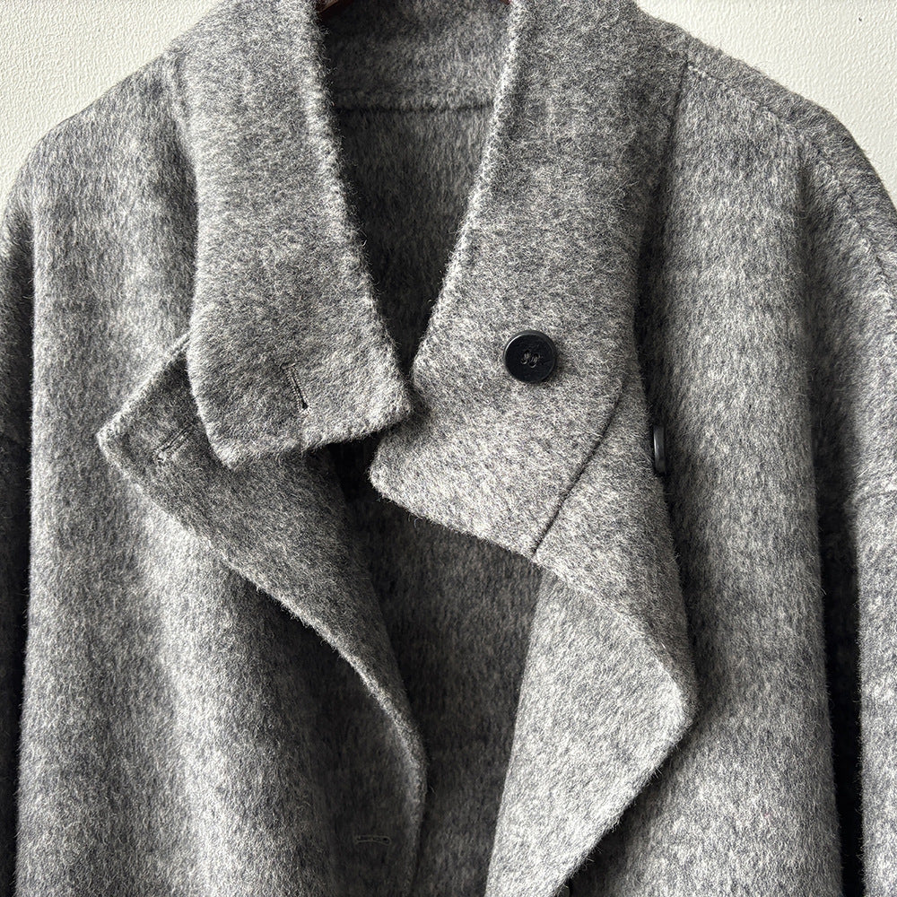 【Y25527】實拍高單質感雙面羊毛呢立領大衣（棉羊毛68%)251106