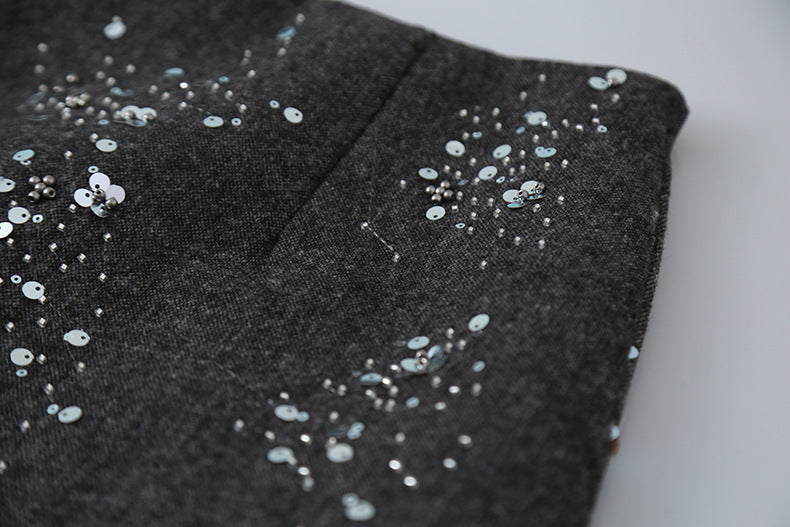 【LD11045】實拍S~XL法式重工時髦毛呢亮片短裙251202