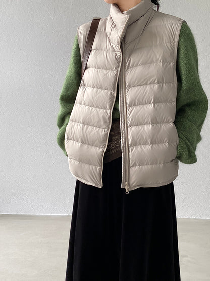 【cimz6377】實拍立領排骨雙頭拉鏈羽絨背心(90白鴨絨)251120