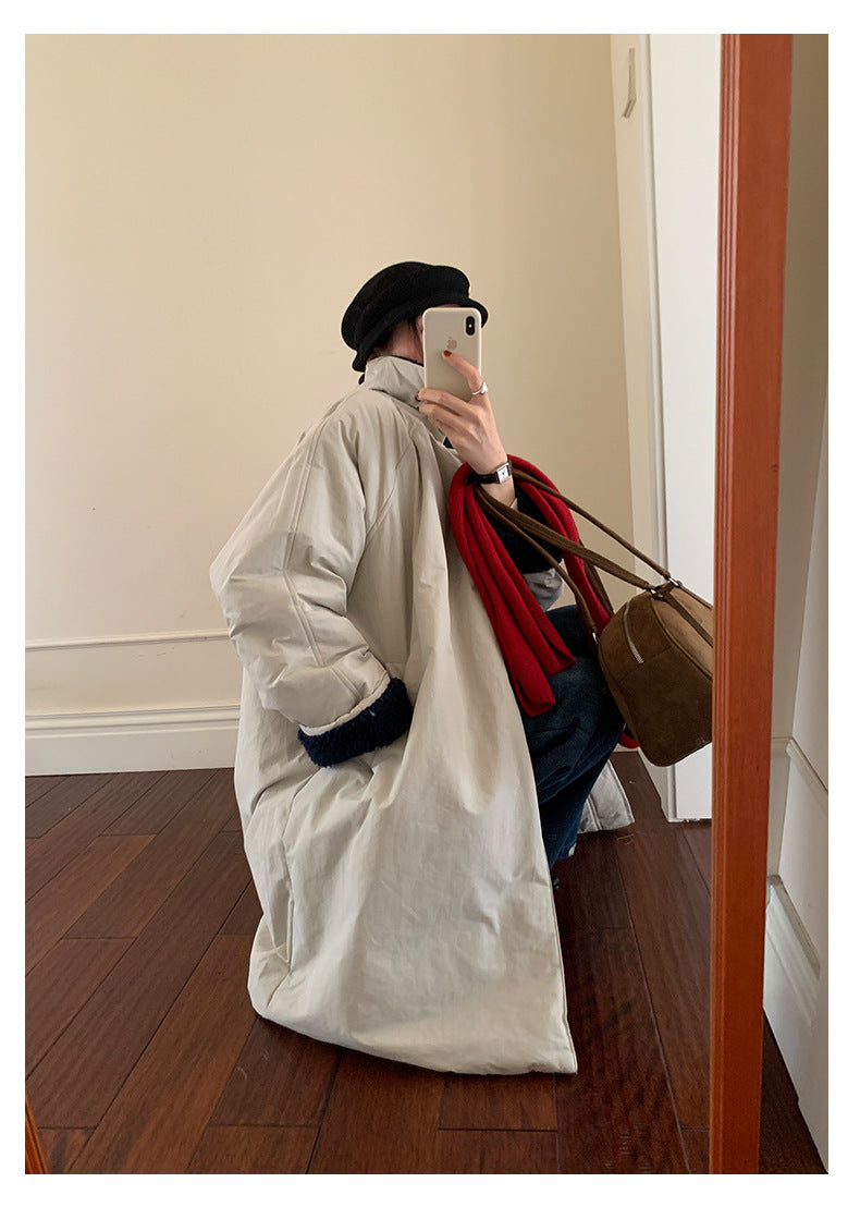 【H5498】實拍韓系加厚保暖長款棉服大衣外套251118