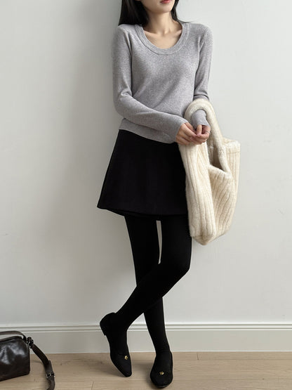 【Y275】實拍冬季U領長袖針織衫251106