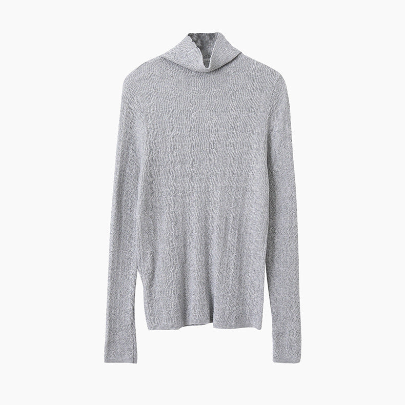 【LD11061】實拍紗網肌理超彈高領修身打底T恤251209