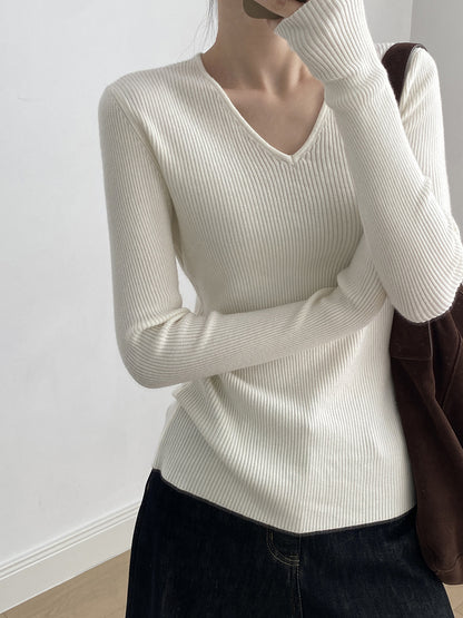 【YP313】實拍冬季氣質簡約v領針織衫251113